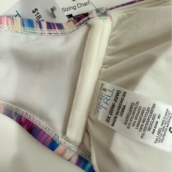 Time and Tru Womens Pink, Purple, Blue Abstract Bandeau Tube Style Bikini Top 2X - Picture 2 of 11